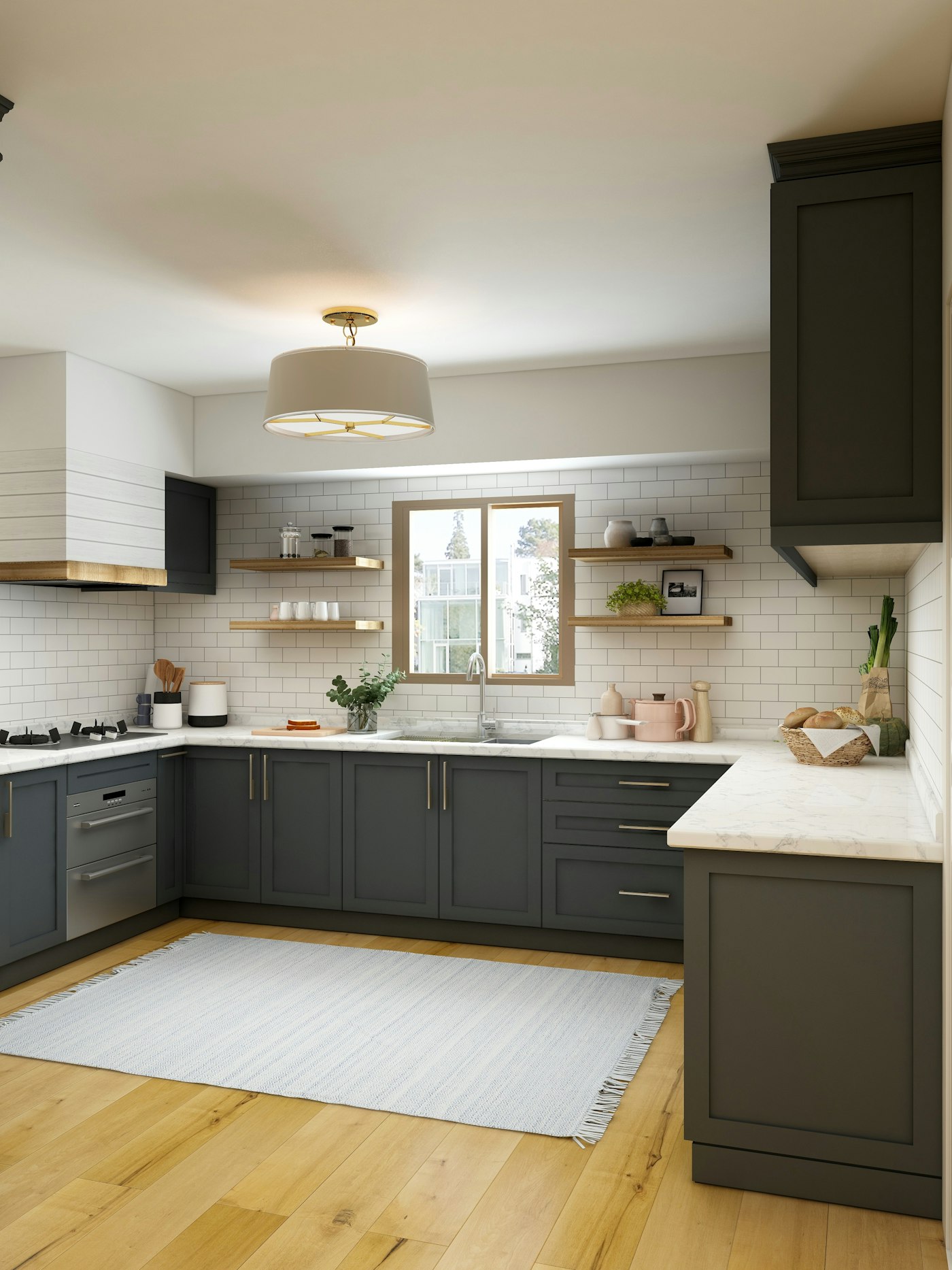 Modern custom kitchen renovation with quartz countertops and island in Barrie